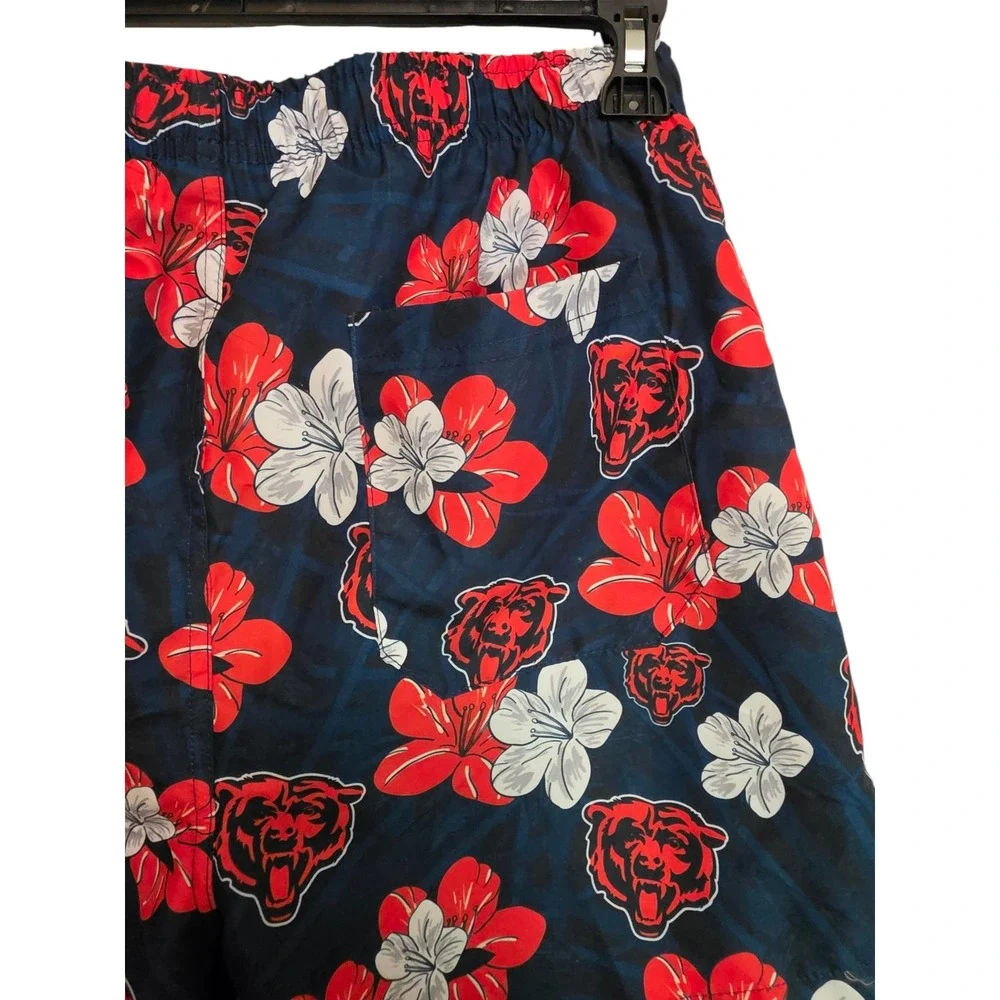 NFL Team Apparel Chicago Bears Men Swim Trunks M Volley Hawaiian Floral Shorts‎